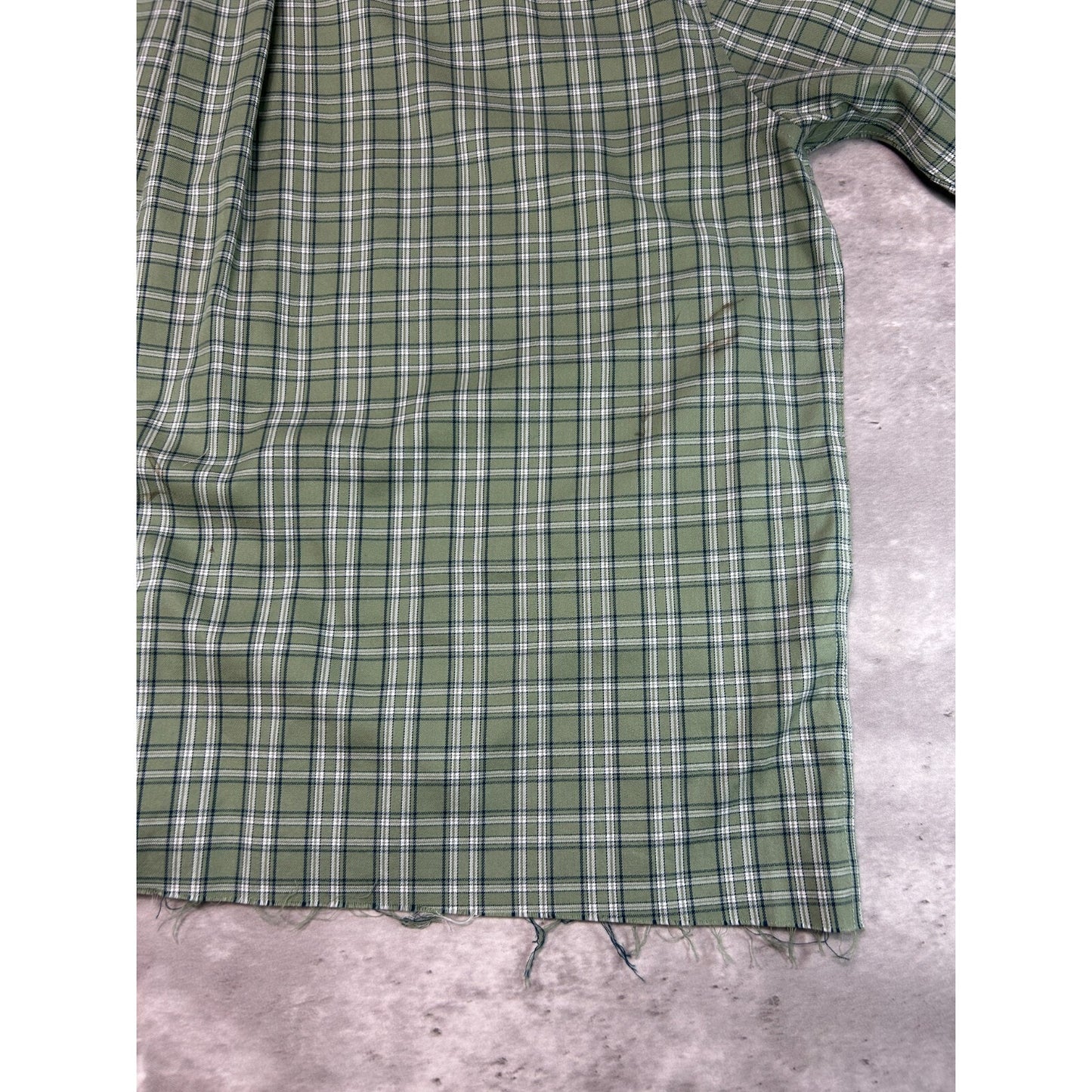 Vintage L.L. Bean Plaid Single Pocket Cropped Button Up Shirt Size Large Green