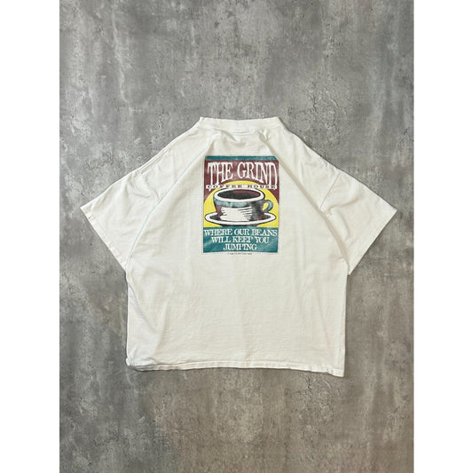 Vintage 90s The Grind Coffee House Spellout Destination Graphic T-Shirt Size XL