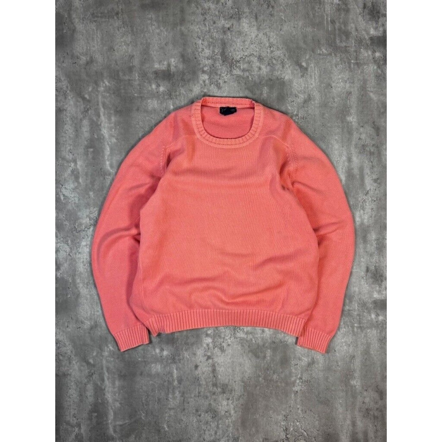 Vintage 90s Lands End Tonal Ribbed Pullover Knit Sweater Size XL Tall Pink