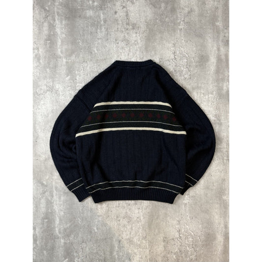 Vintage 90s David Taylor Striped Pullover Ribbed Knit Sweater Size Large