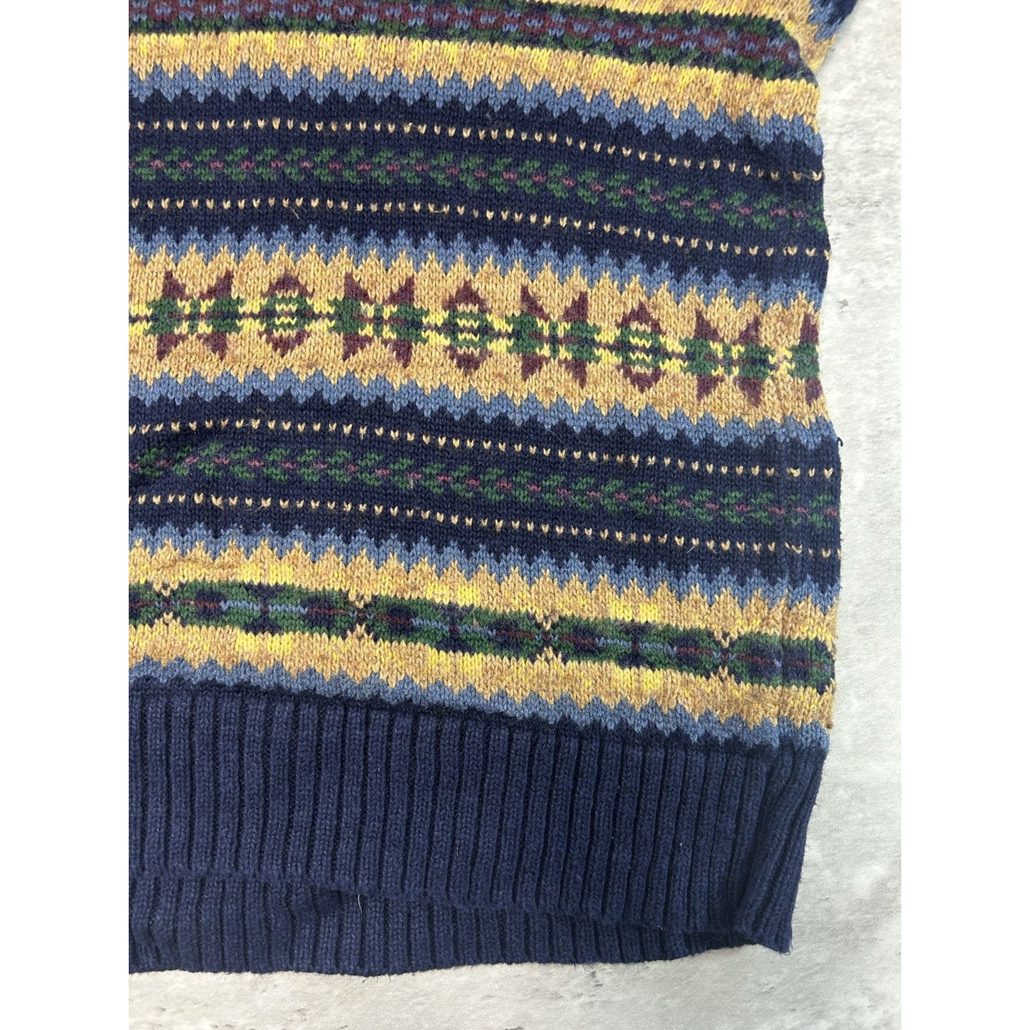 Vintage 90s Polo Ralph Lauren Abstract Striped V-Neck Knit Sweater Size Small