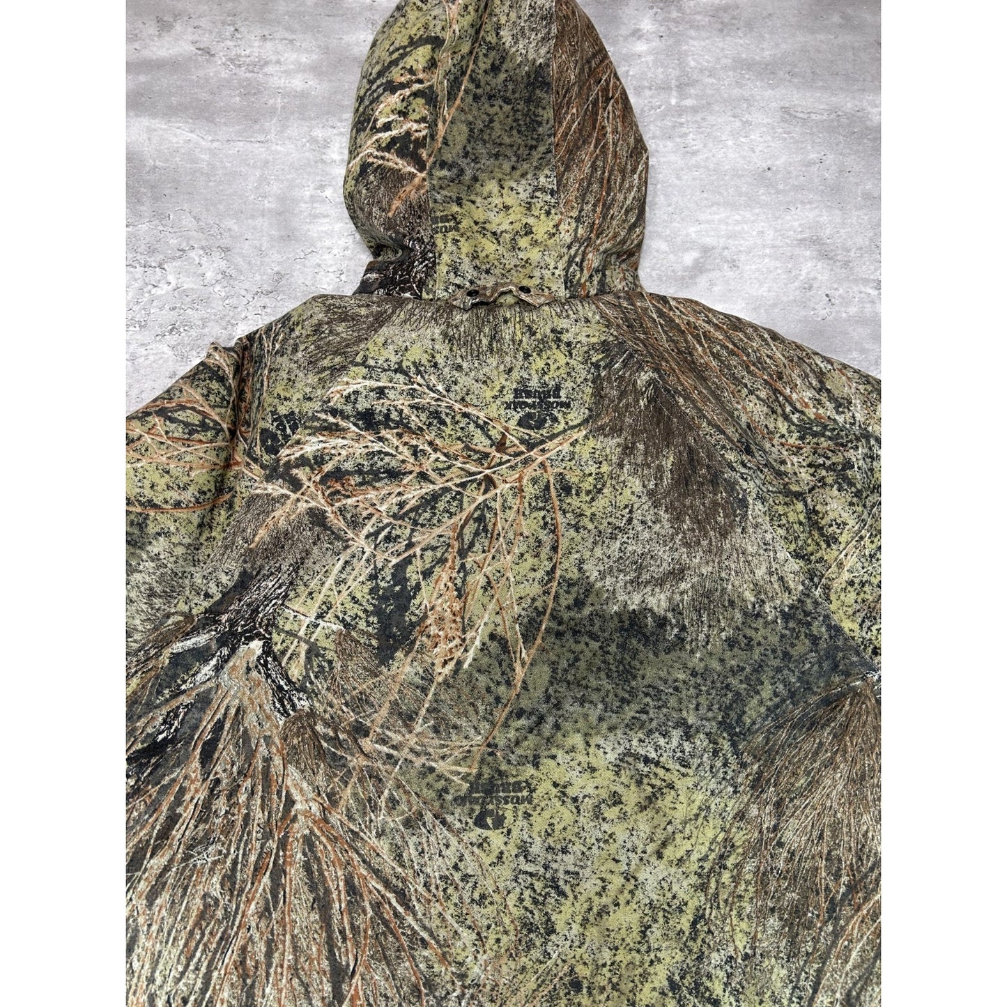 Vintage Mossy Oak Brush Tree Camo Full Zip Hooded Hunting Jacket Size Medium