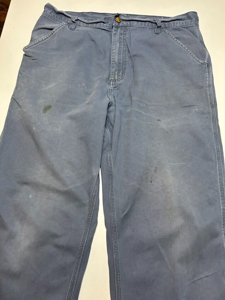 Vintage Carhartt Original Fit Canvas Workwear Pants Size 36 Blue