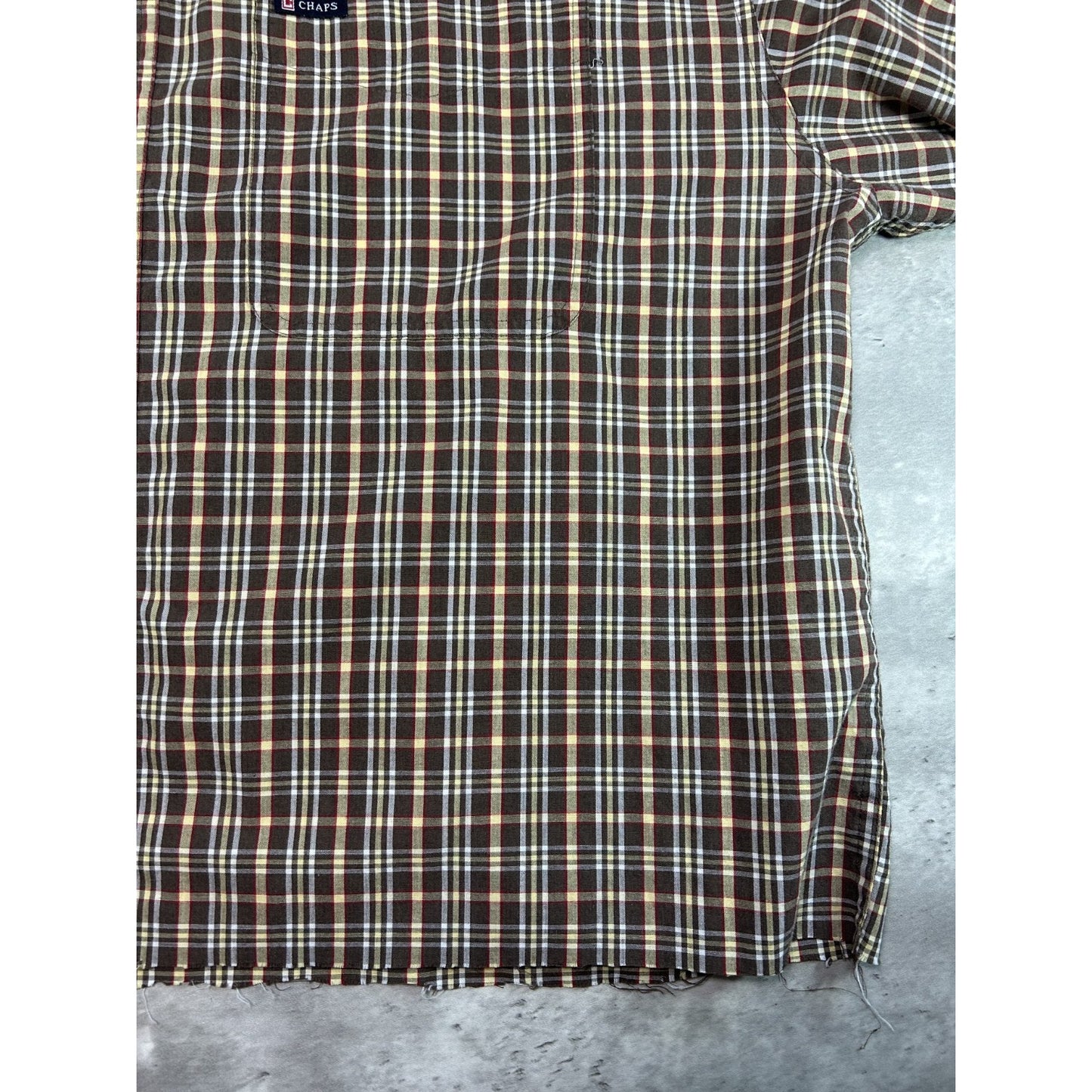 Vintage Chaps Ralph Lauren Plaid Print Reworked Cropped Button Up Shirt Sz XL