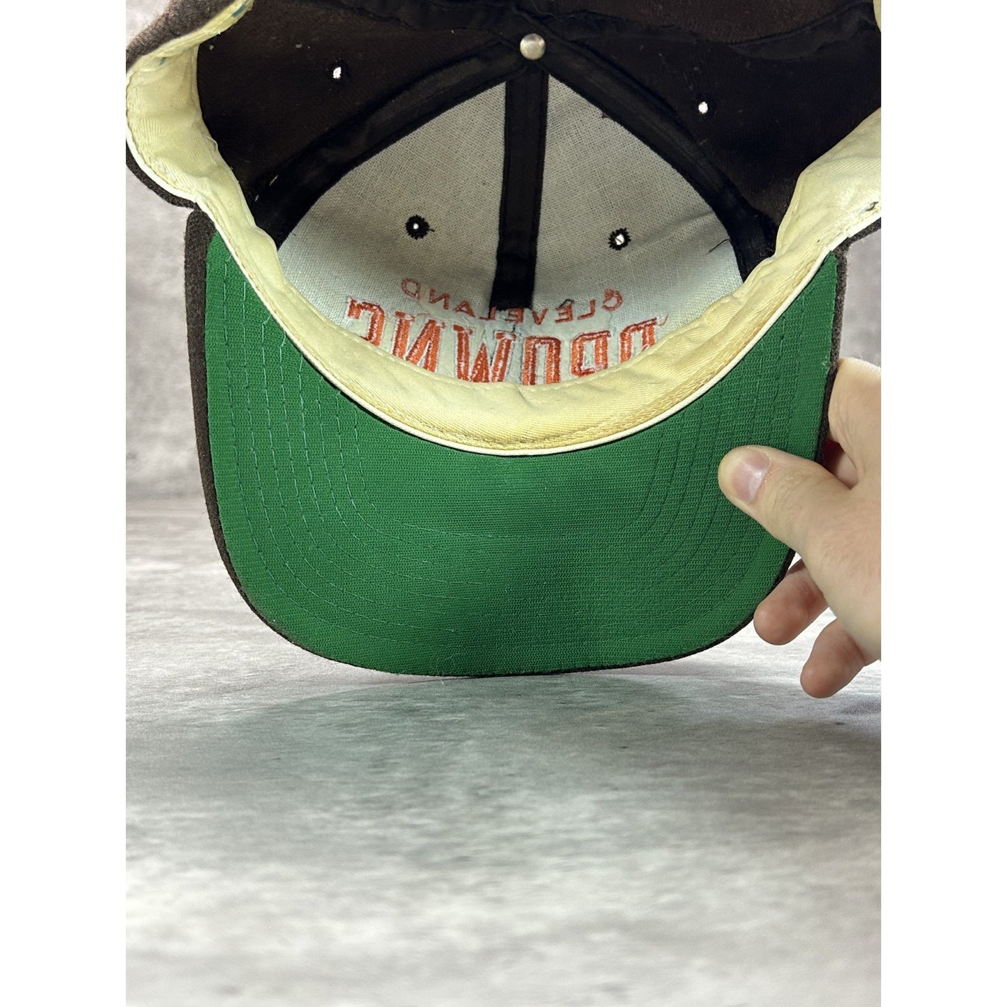 Vintage 90s Cleveland Browns NFL Starter Arc Spellout Wool Snapback Hat OSFA