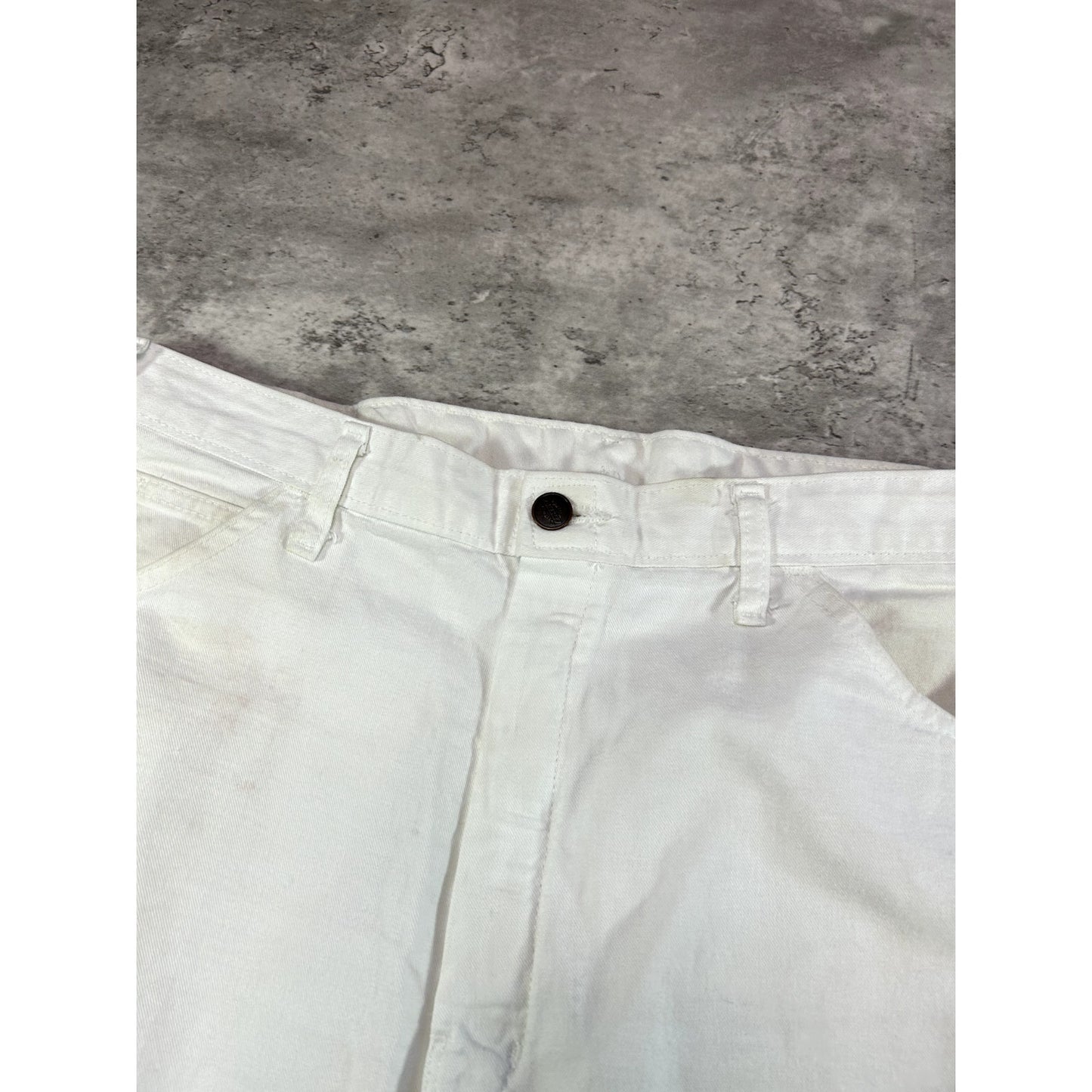 Vintage Dickies Canvas Work Wear Painters Double Knee Pants Size 36W White