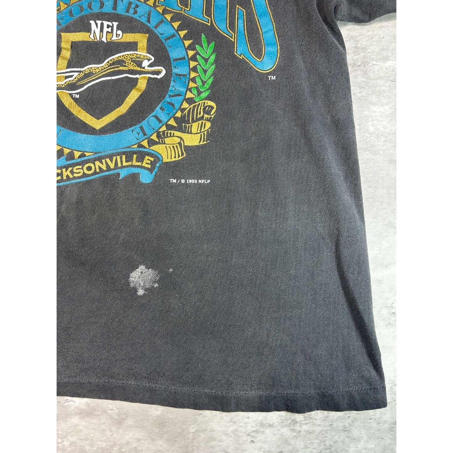 Vintage 1993 Jacksonville Jaguars NFL Banned Logo Spellout T-Shirt Size Medium