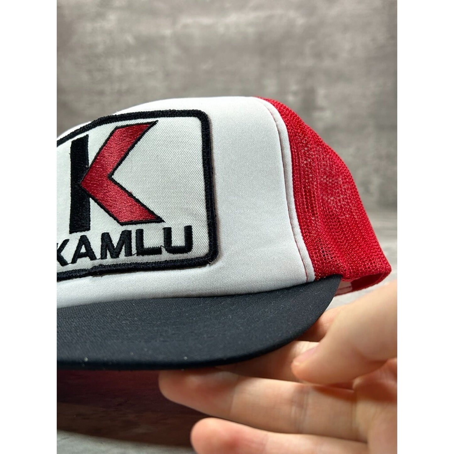 Vintage 1980s Kamlu Embroidered Patch Trucker Snapback Hat OSFA