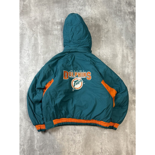 Vintage 90s Miami Dolphins NFL Embroidered Logo Insulated Jacket Size Large