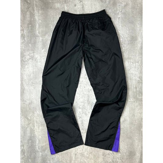 Vintage 90s Brooks Two Tone Embroidered Logo Nylon Track Pants Size Small Black