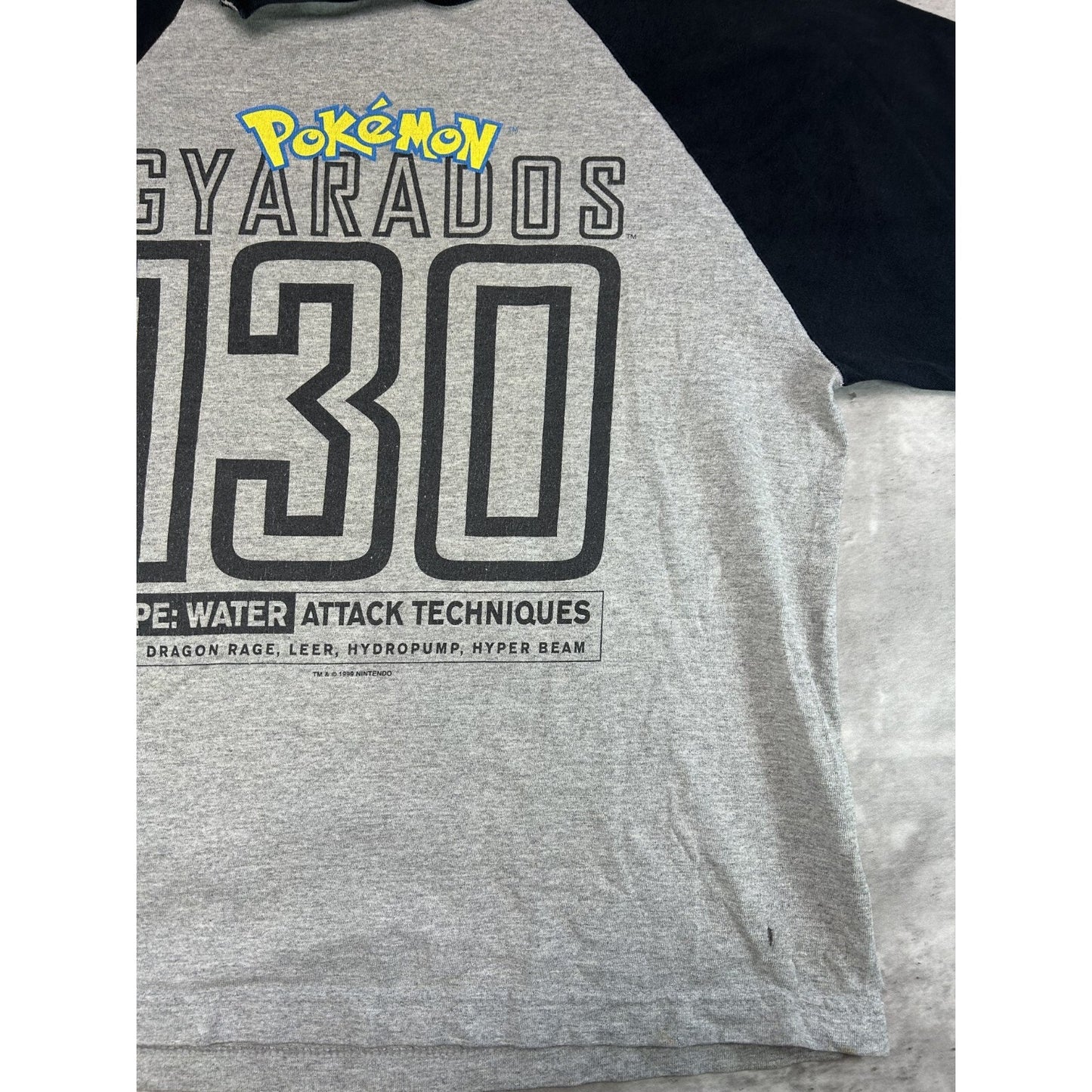 Vintage 1999 Pokemon Gyrados Video Game Promo 3/4 Sleeve T-Shirt Sz YOUTH Large