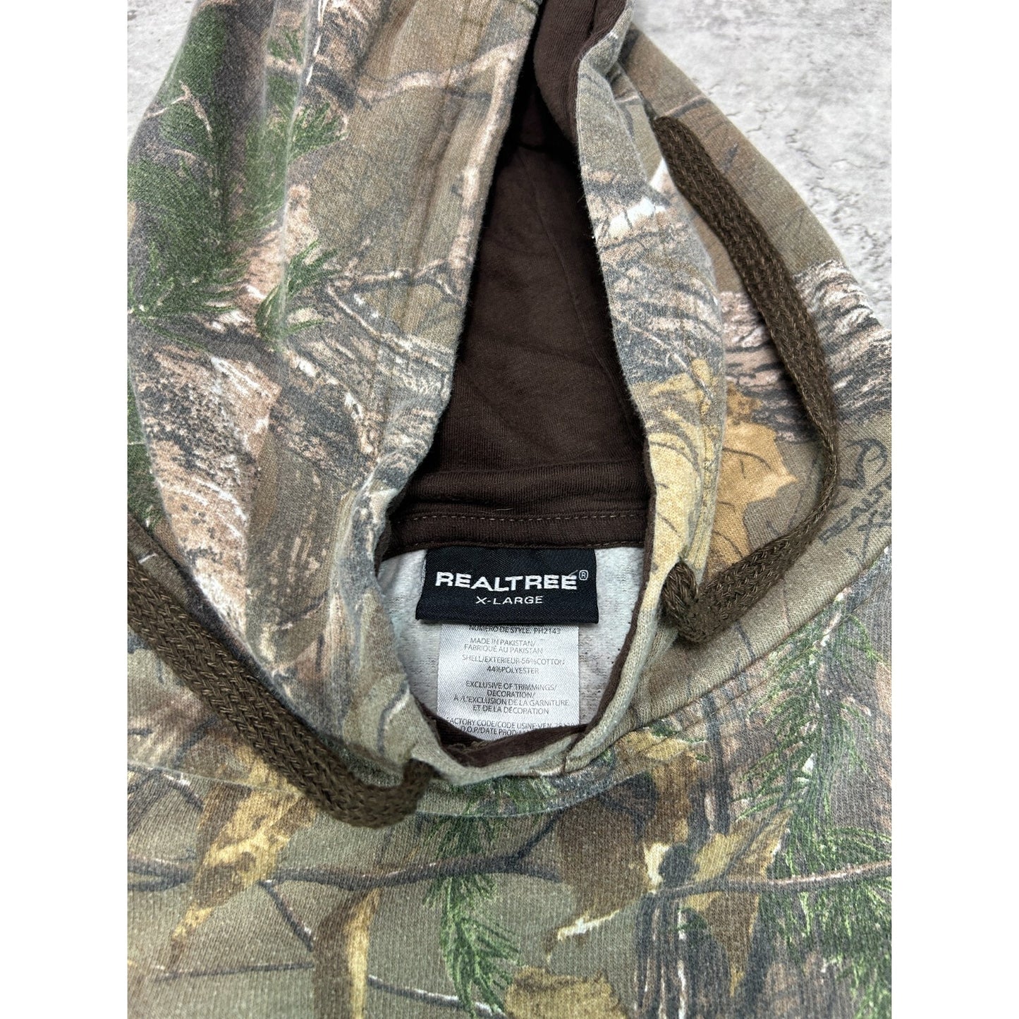 Realtree Xtra Hunting Camo Pullover Hooded Sweatshirt Size XL Brown