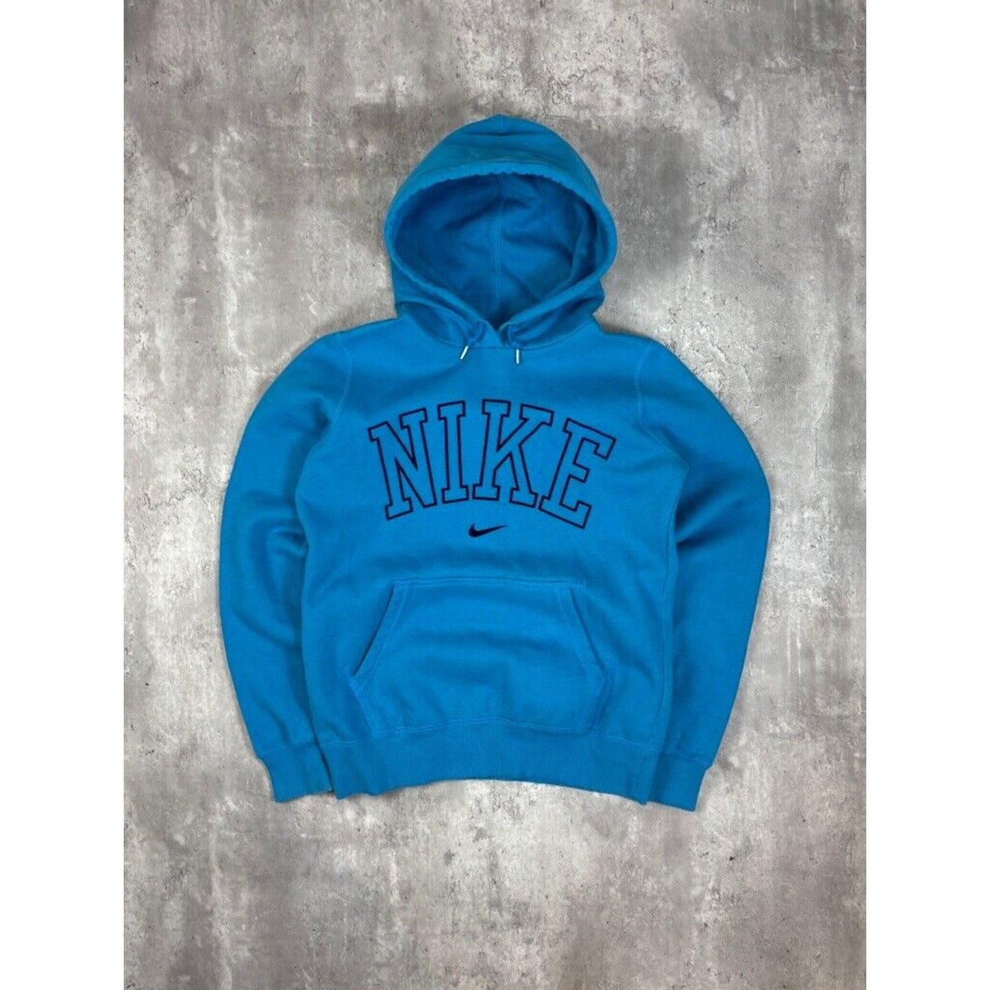Vintage Womens Nike Graphic Spell Out Swoosh Hooded Pullover Sweatshirt Size Medium