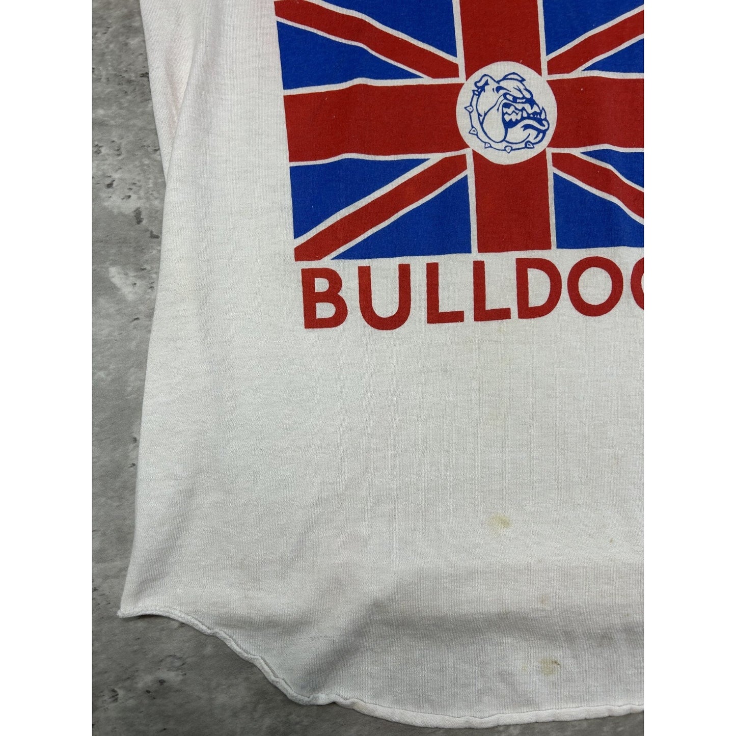 Vintage 80s The British Bulldogs Two Tone Raglan 3/4 Sleeve T-Shirt Size Small