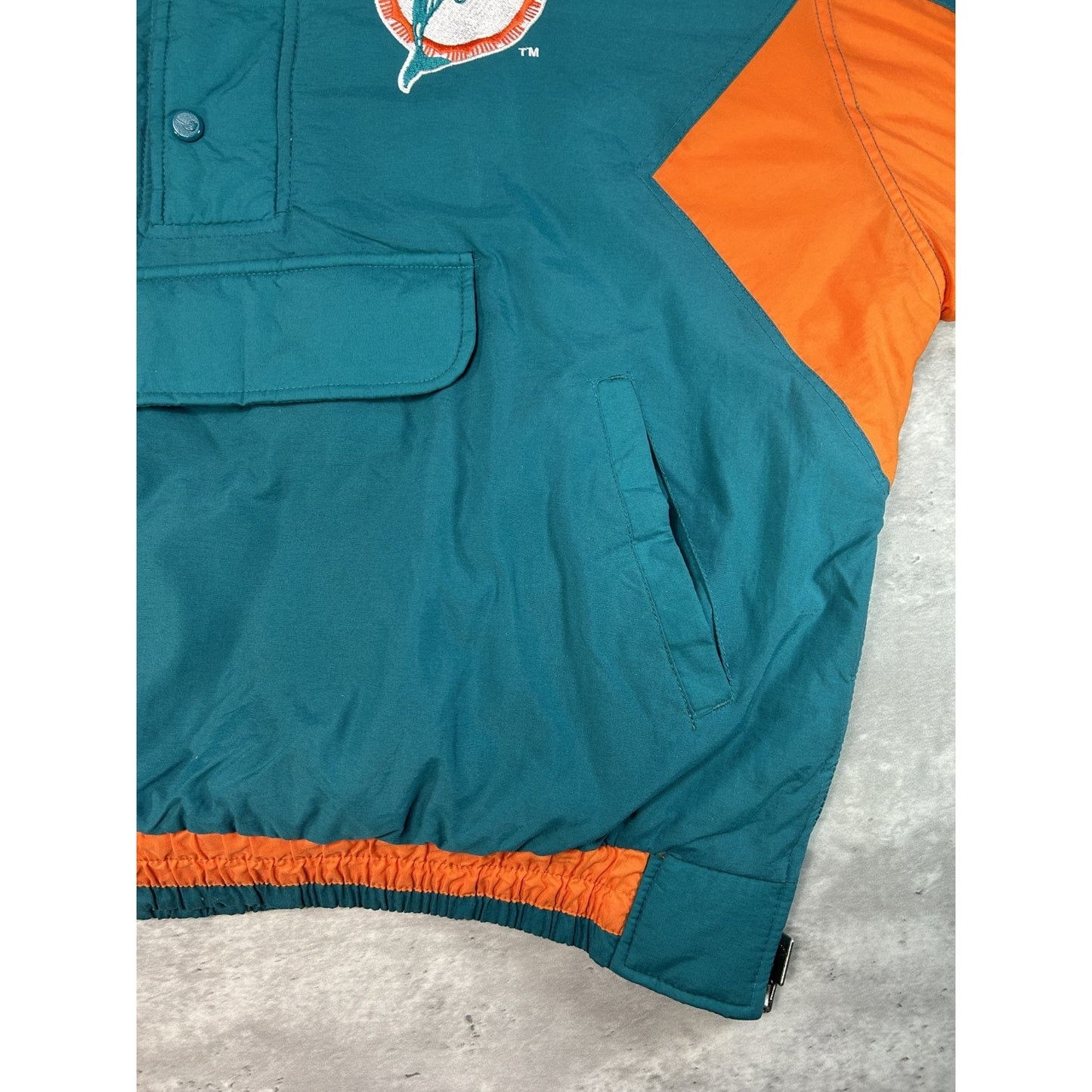 Vintage 90s Miami Dolphins NFL Embroidered Logo Insulated Jacket Size Large
