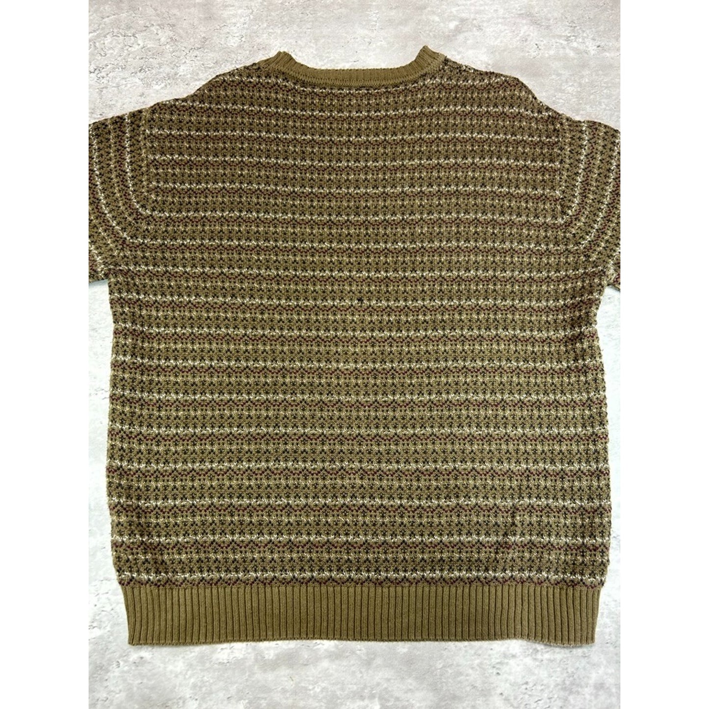 Vintage Perry Ellis Abstract Striped Ribbed Pullover Knit Sweater Size Large