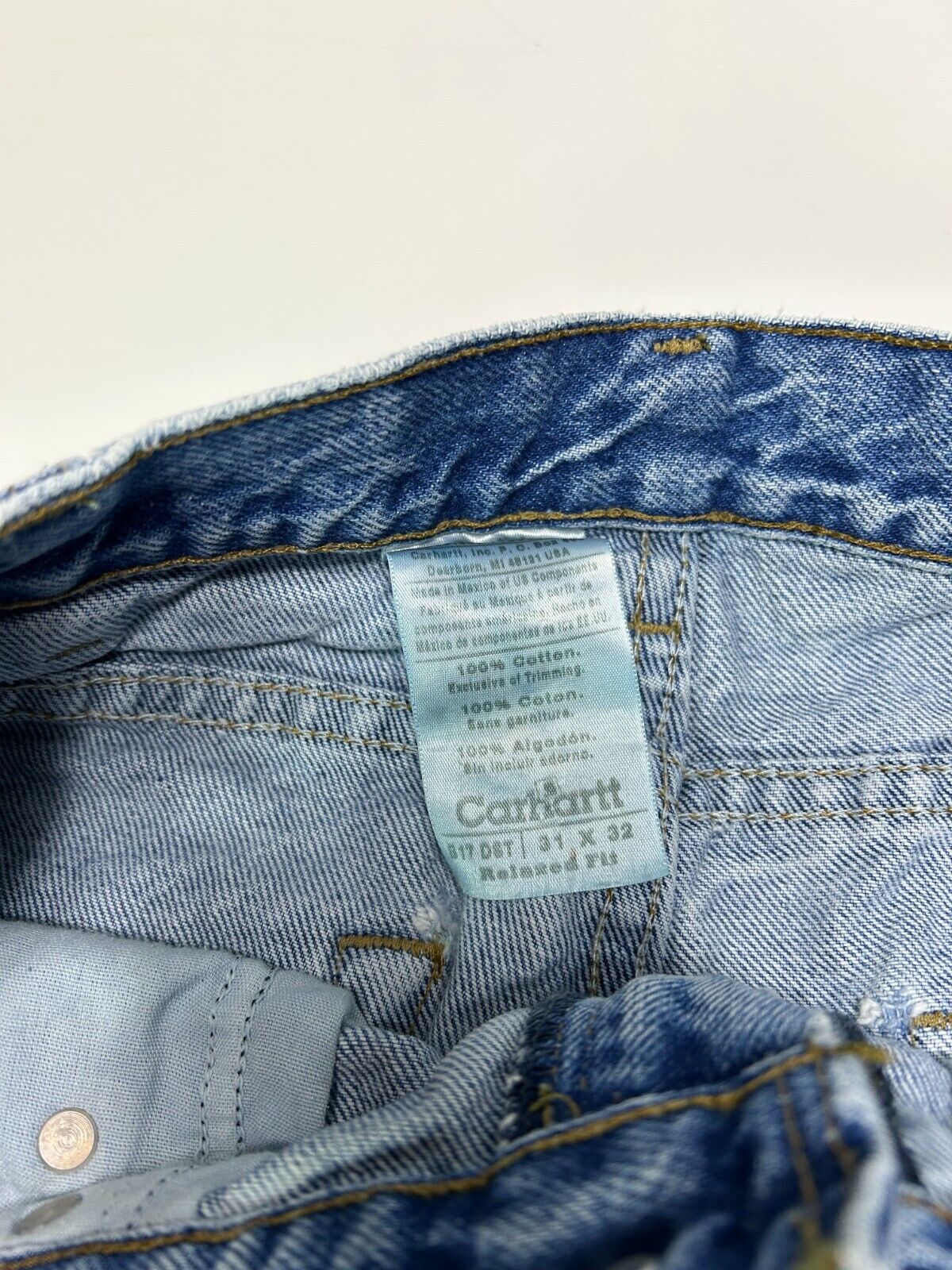 Vintage Carhartt Relaxed Fit Medium Wash Denim Work Wear Pants Size 29W
