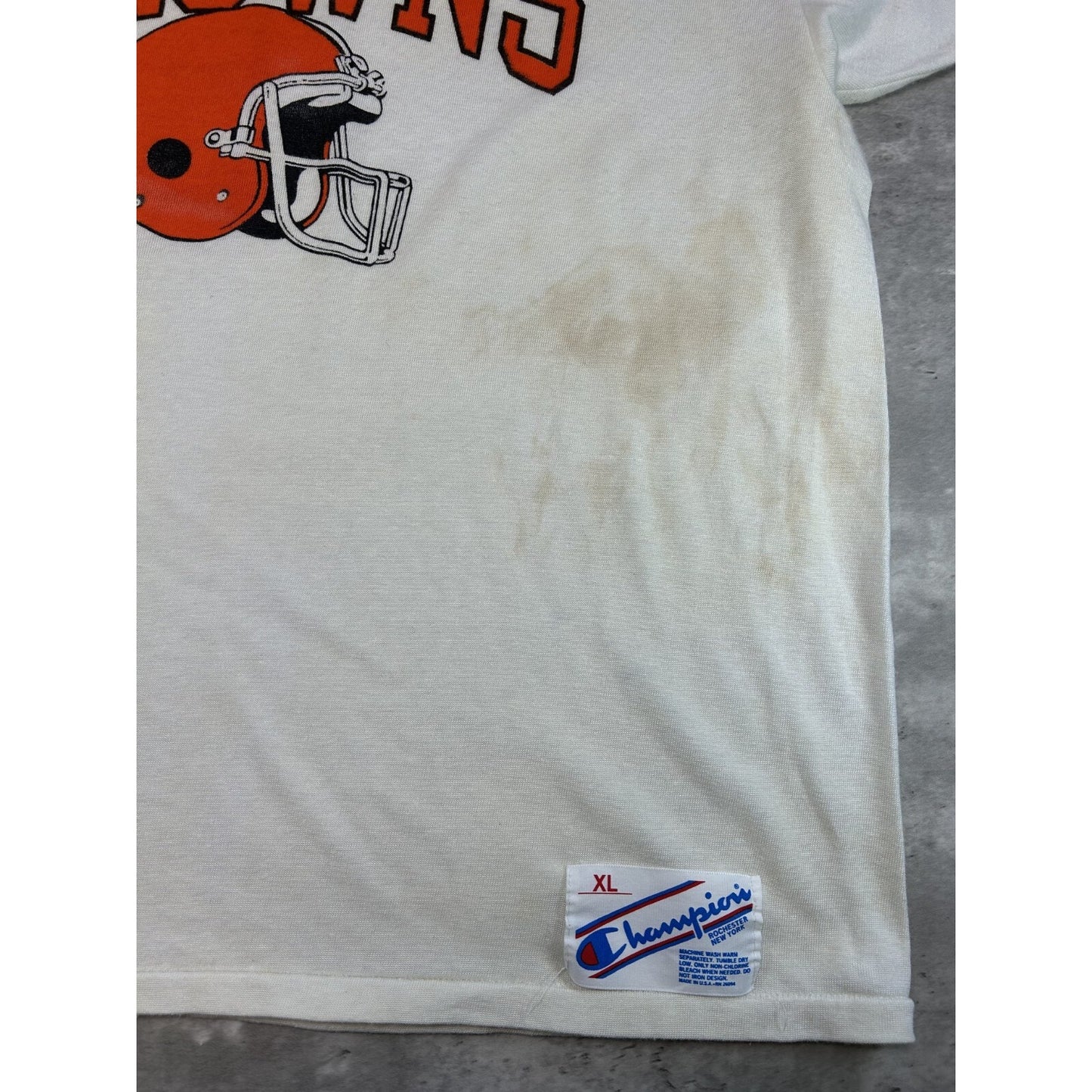 Vintage 80s Cleveland Browns NFL Champion Raglan Jersey Size XL Beige