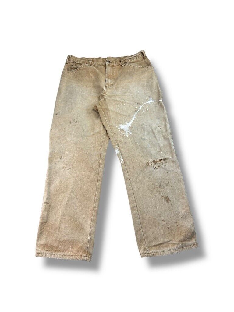 Vintage Dickies Canvas Work Wear Carpenter Pants Size 32W Beige