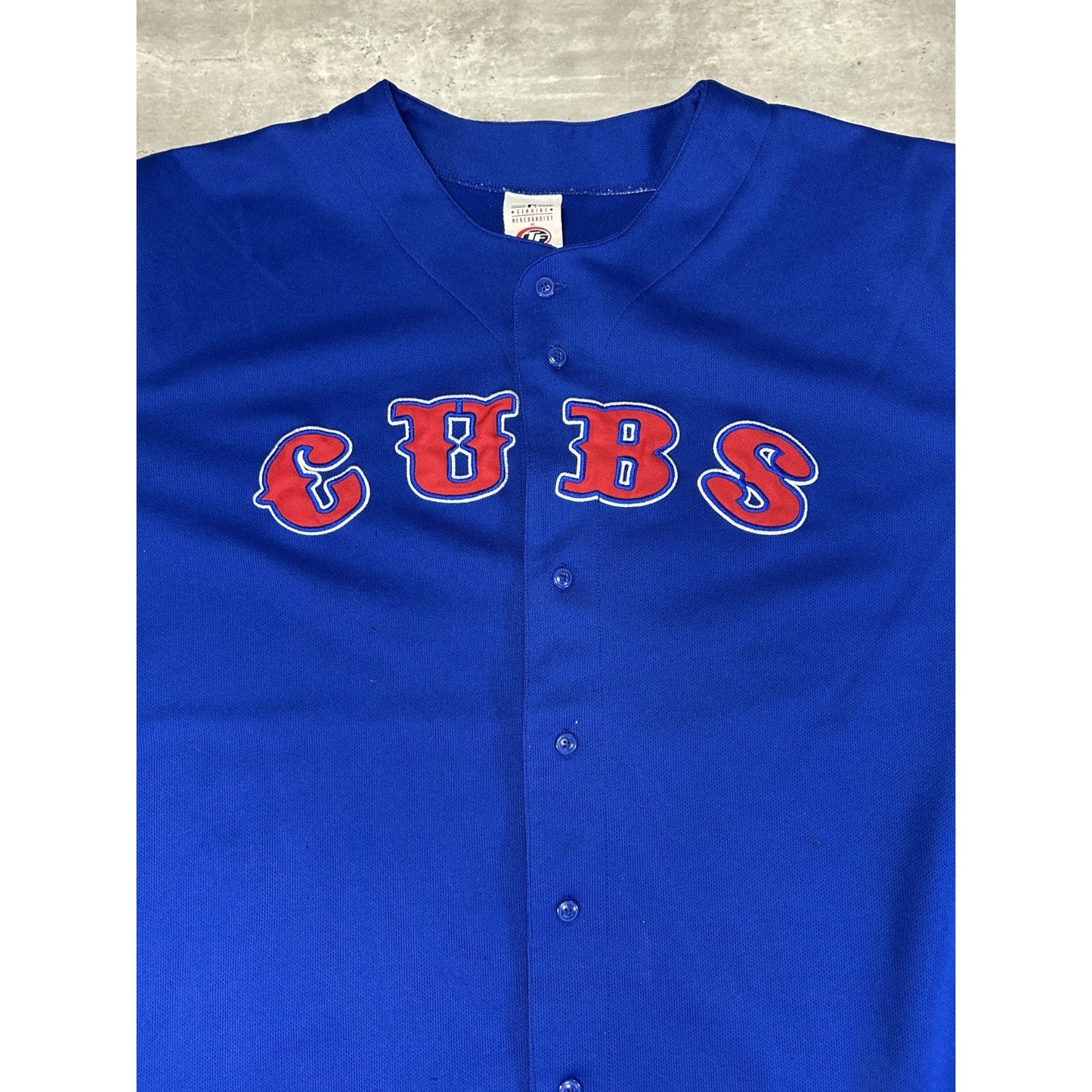 Vintage Chicago Cubs MLB Stitched Spellout Baseball Jersey Size XL Blue