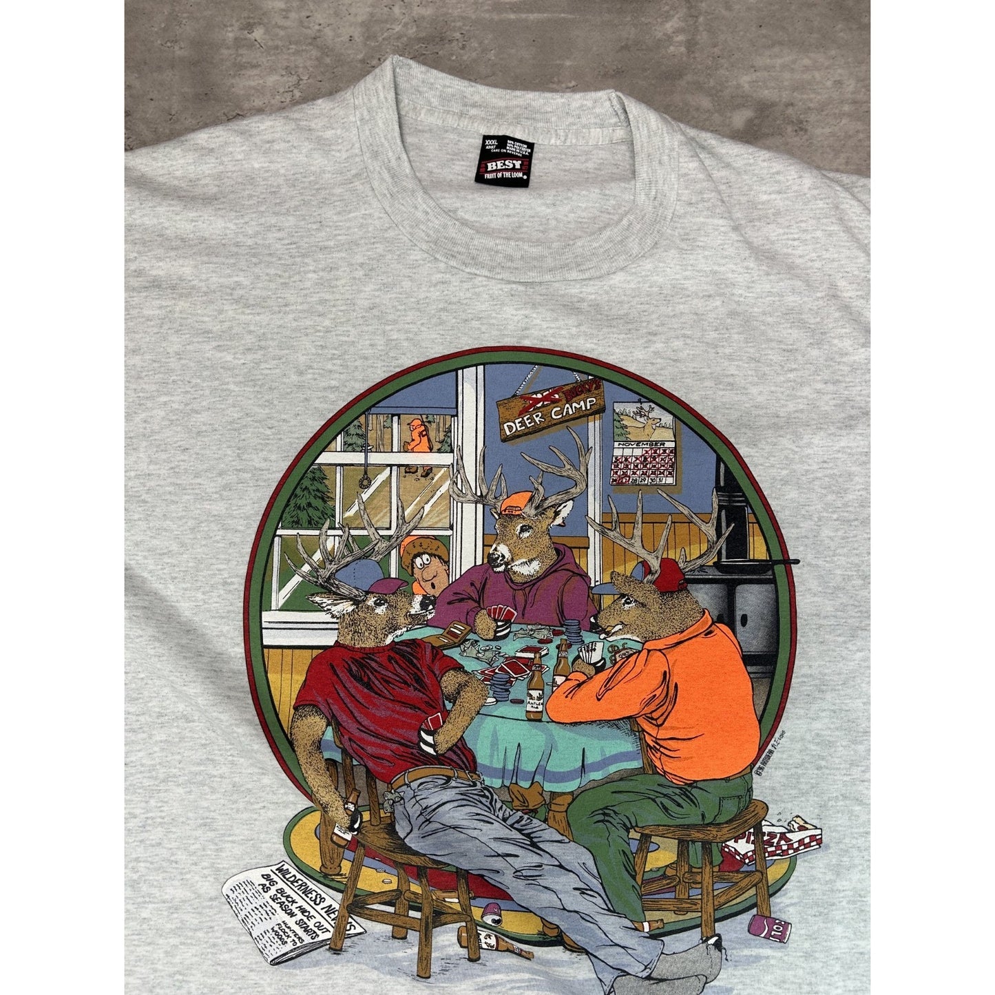 Vintage 90s Deer Hunters Cartoon Comedy Graphic T-Shirt Size 3XL