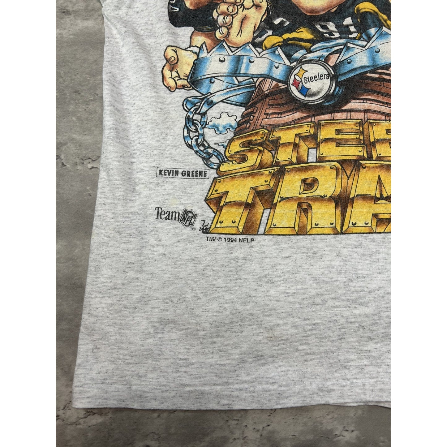 Vintage 1994 Pittsburgh Steelers NFL Steel Trap Caricature T-Shirt Size Large