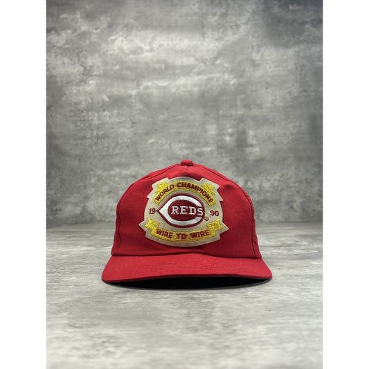 VTG 1990 Cincinnati Reds MLB World Series Champs Embroidered Snapback Hat OSFA