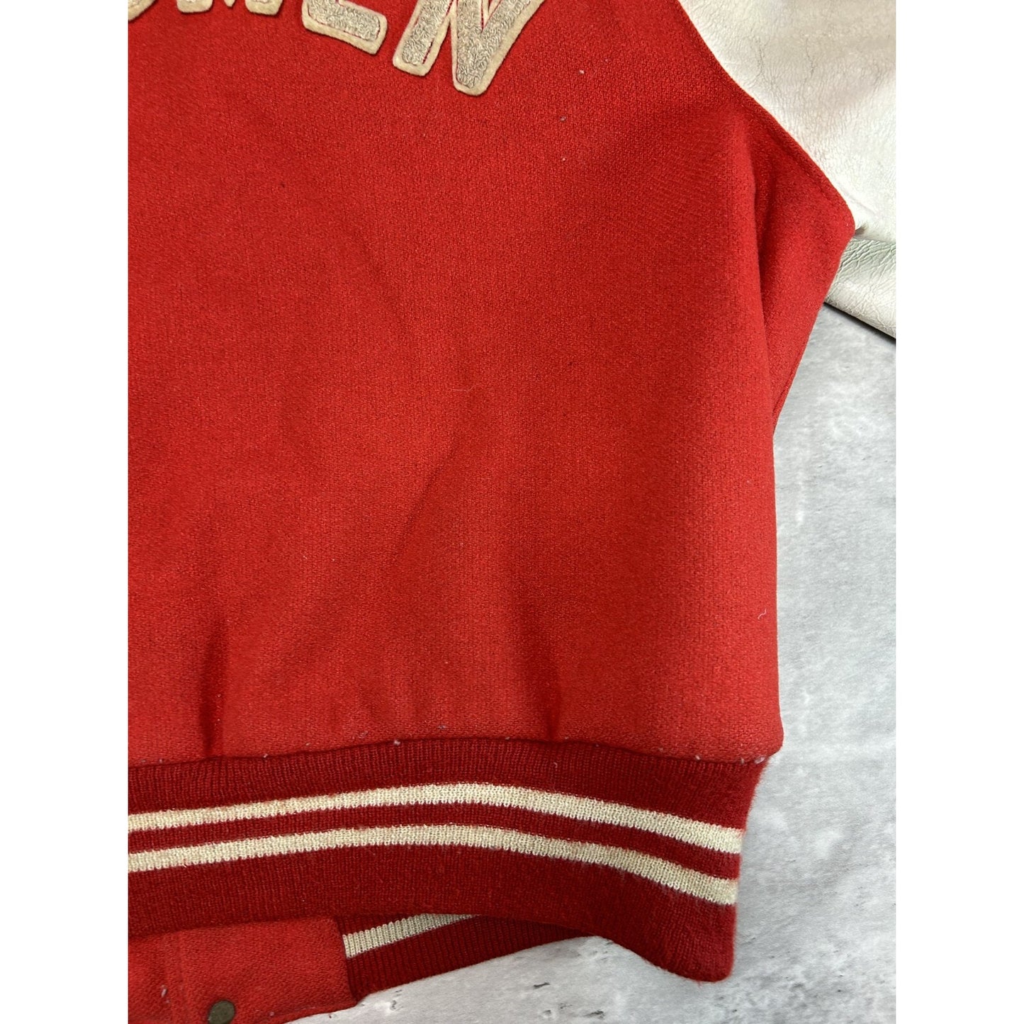 Vintage 1980s Saint Arthur Collegiate Embroidered Patch Varsity Jacket Size XL