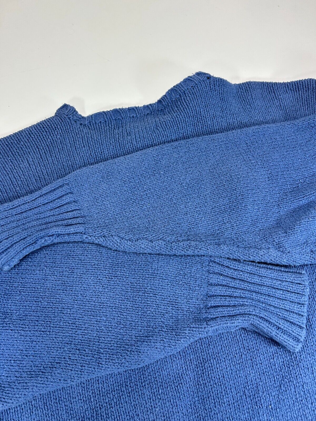 Vintage 90s Polo Ralph Lauren Embroidered Pony V Neck Knit Sweater Size XXL Blue