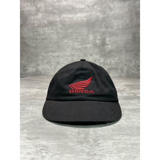 Vintage Honda HRC Embroidered Spellout Racing Strapback Hat OSFA Black