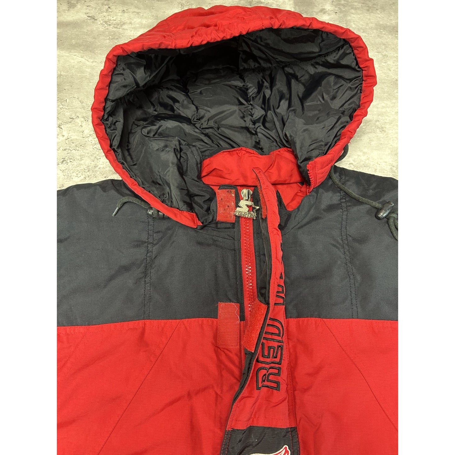 Vintage 90s Detroit Red Wings NHL 1/2 Zip Insulated Starter Jacket Size Large