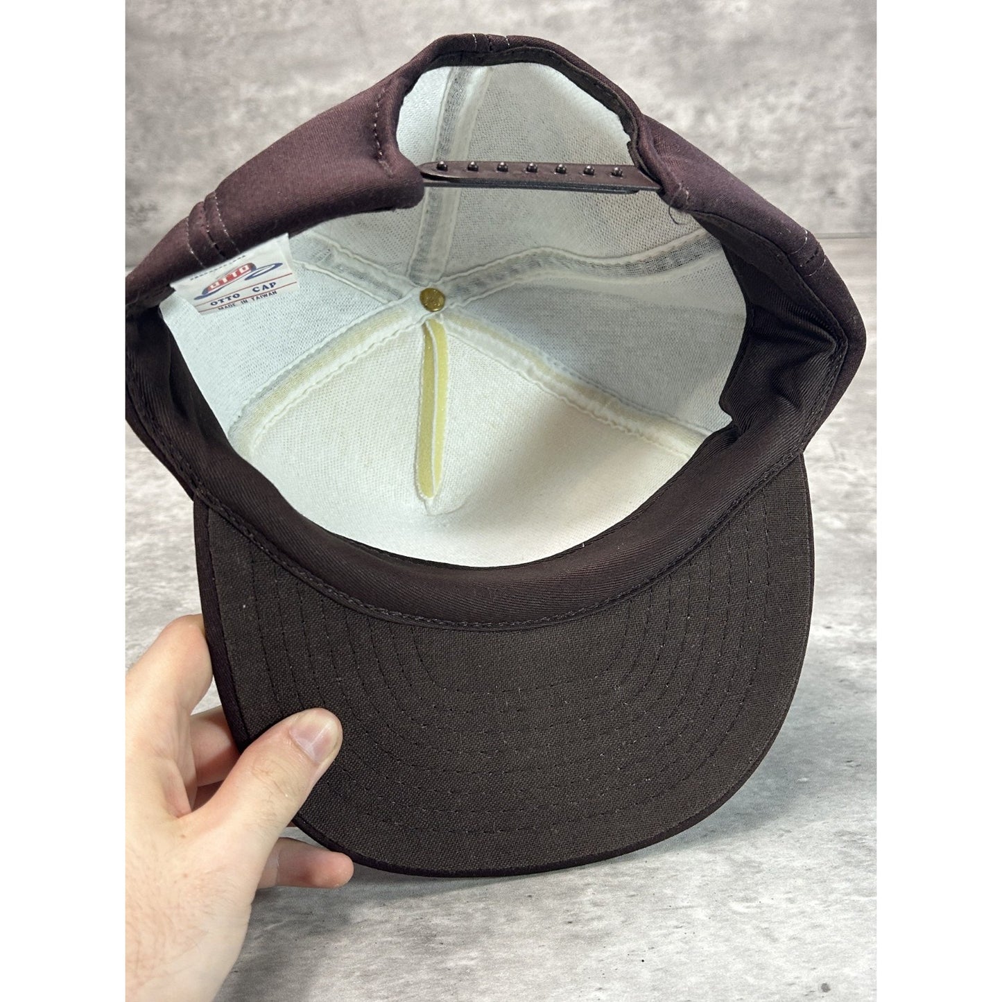Vintage 80s/90s Classic Blank Foam Two Tone Snapback Hat OSFA White/Brown