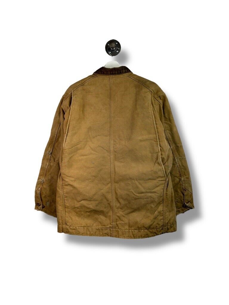 Vintage 70s Carhartt Blanket Lined Canvas Workwear Chore Jacket Size XL Beige