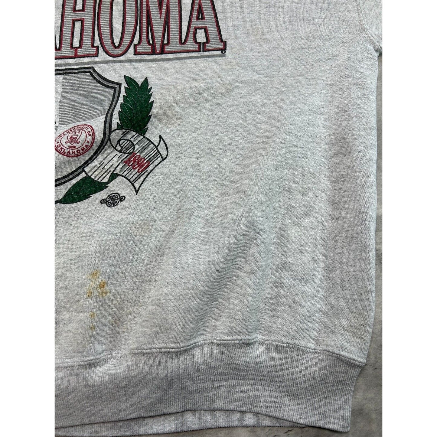 Vintage 90s Oklahoma Sooners NCAA Collegiate Crest Sweatshirt Size XL Gray