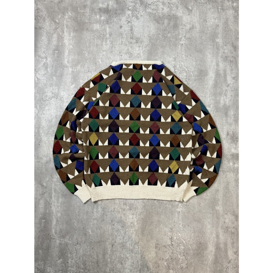 Vintage 80s/90s Byford Diamond Print Pullover Knit Sweater Size Large