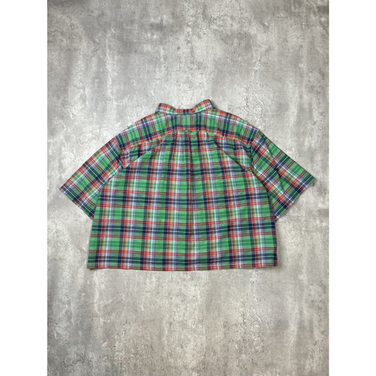 Vintage Polo Ralph Lauren Plaid Reworked Cropped Button Up Shirt Size 3XL
