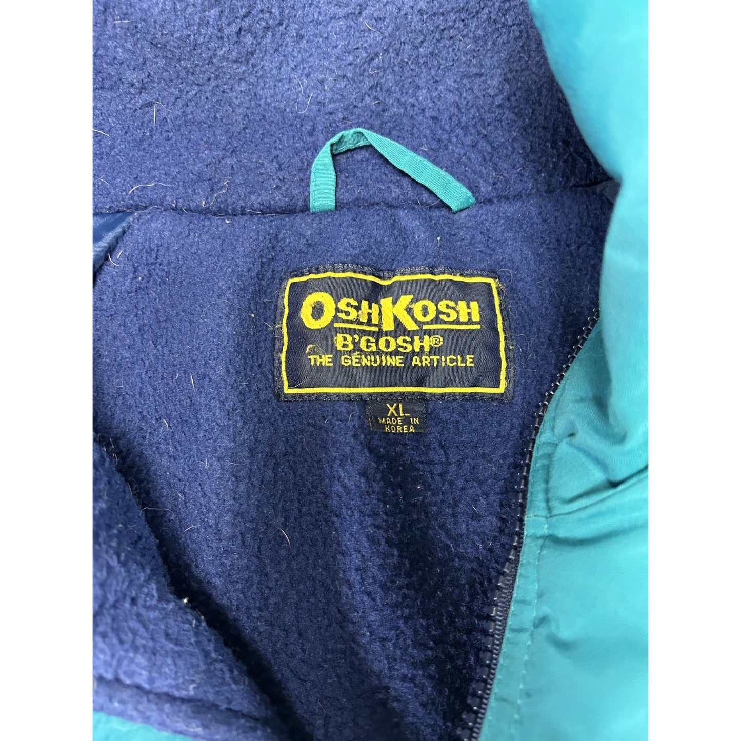 Vintage 90s Osh Kosh Fleece Lined Full Zip Nylon Bomber Jacket Size XL Blue