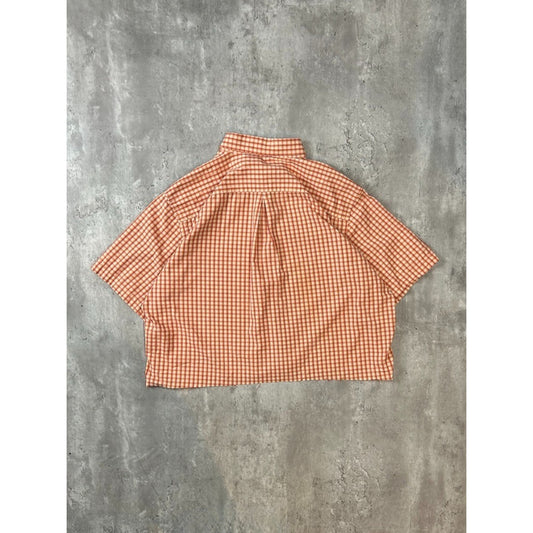 Vintage Dockers Plaid Short Sleeve Reworked Cropped Button Up Shirt Size XL