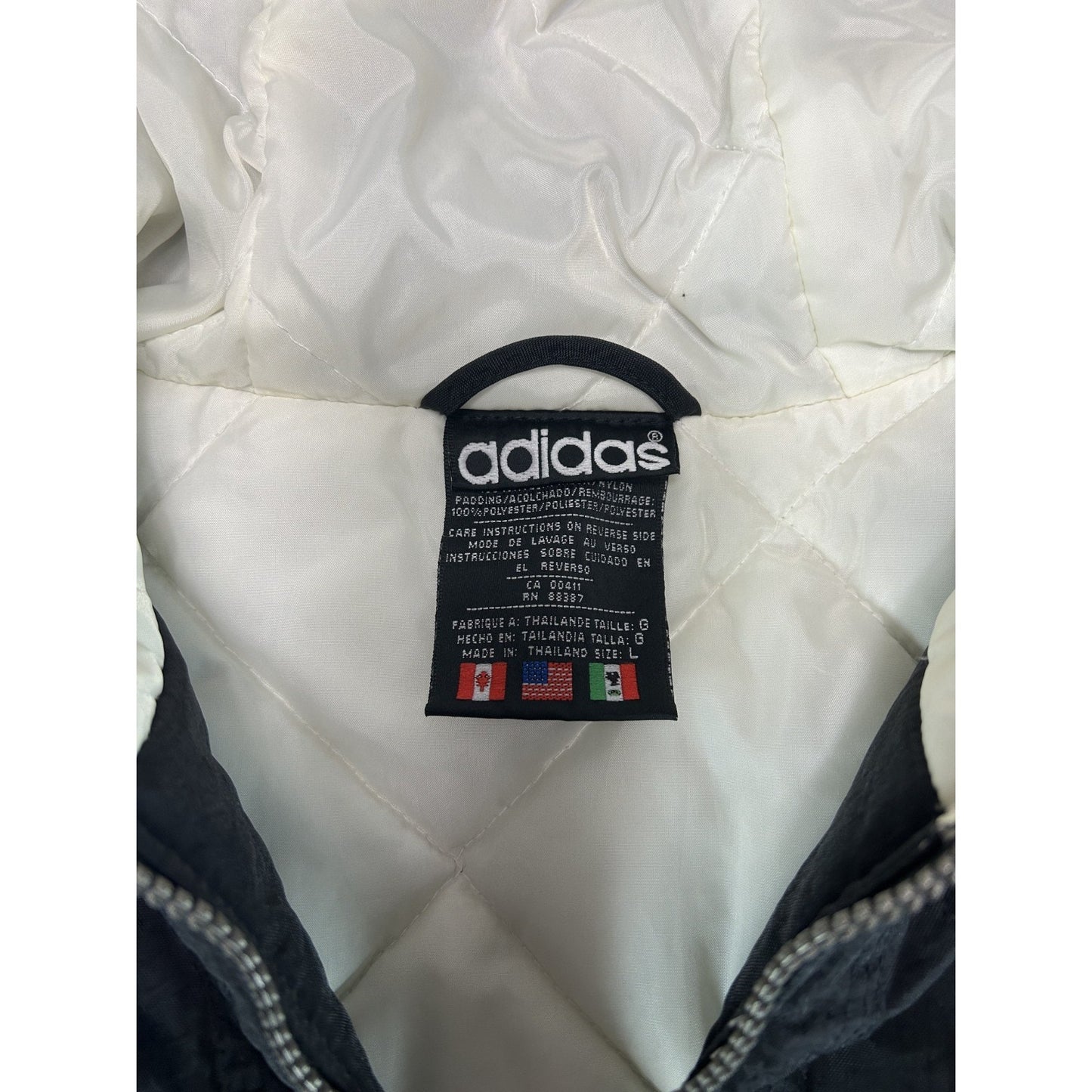 Vintage 90s Adidas Insulated Embroidered Trefoil Full Zip Nylon Jacket Sz Large