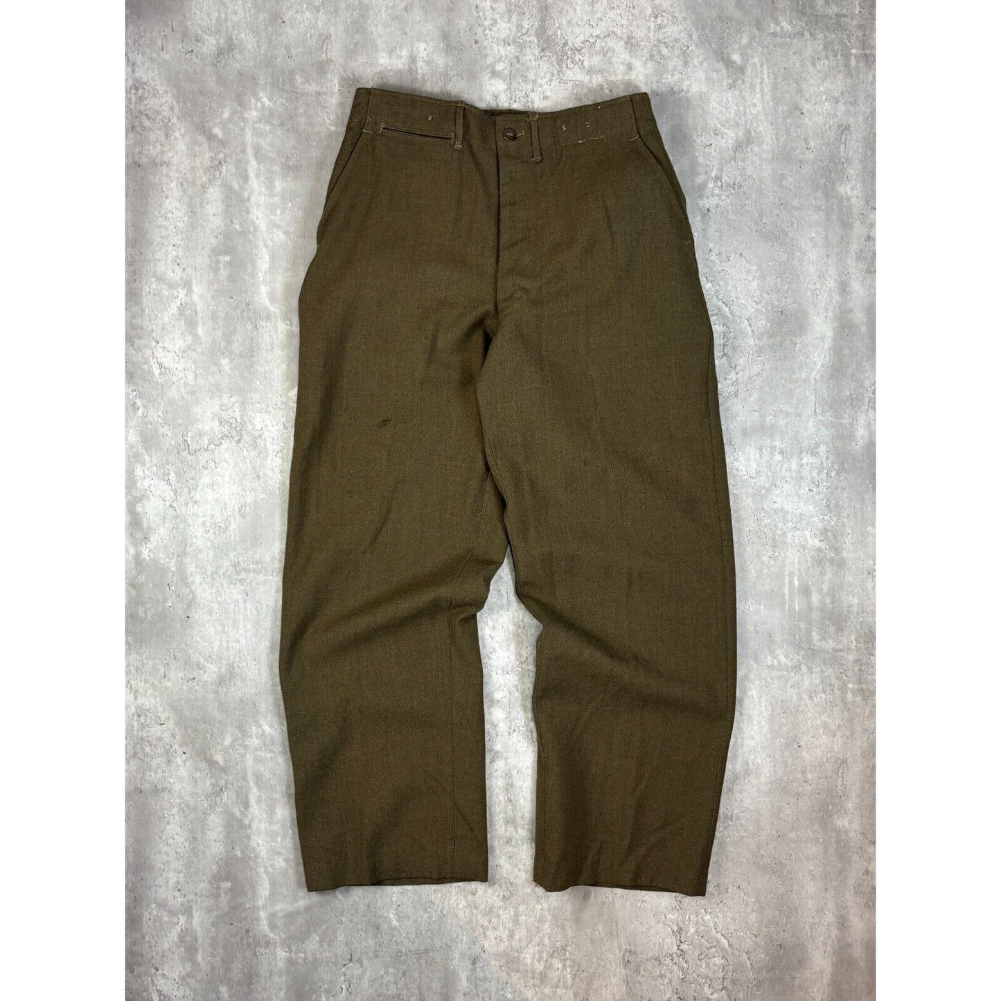 Vintage 1950s Wool Army Trouser Style Pants Size 32 Green