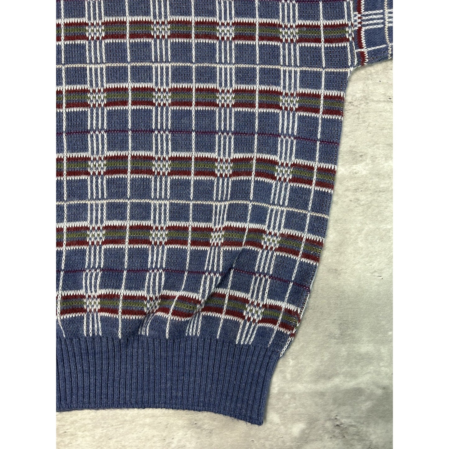 Vintage 80s/90s London Fog Plaid Print Pullover Knit Sweater Size Medium