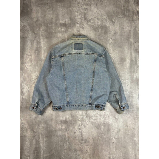 Vintage 90s Levis Red Tab Light Wash Denim Type 3 Trucker Jacket Size Large Blue