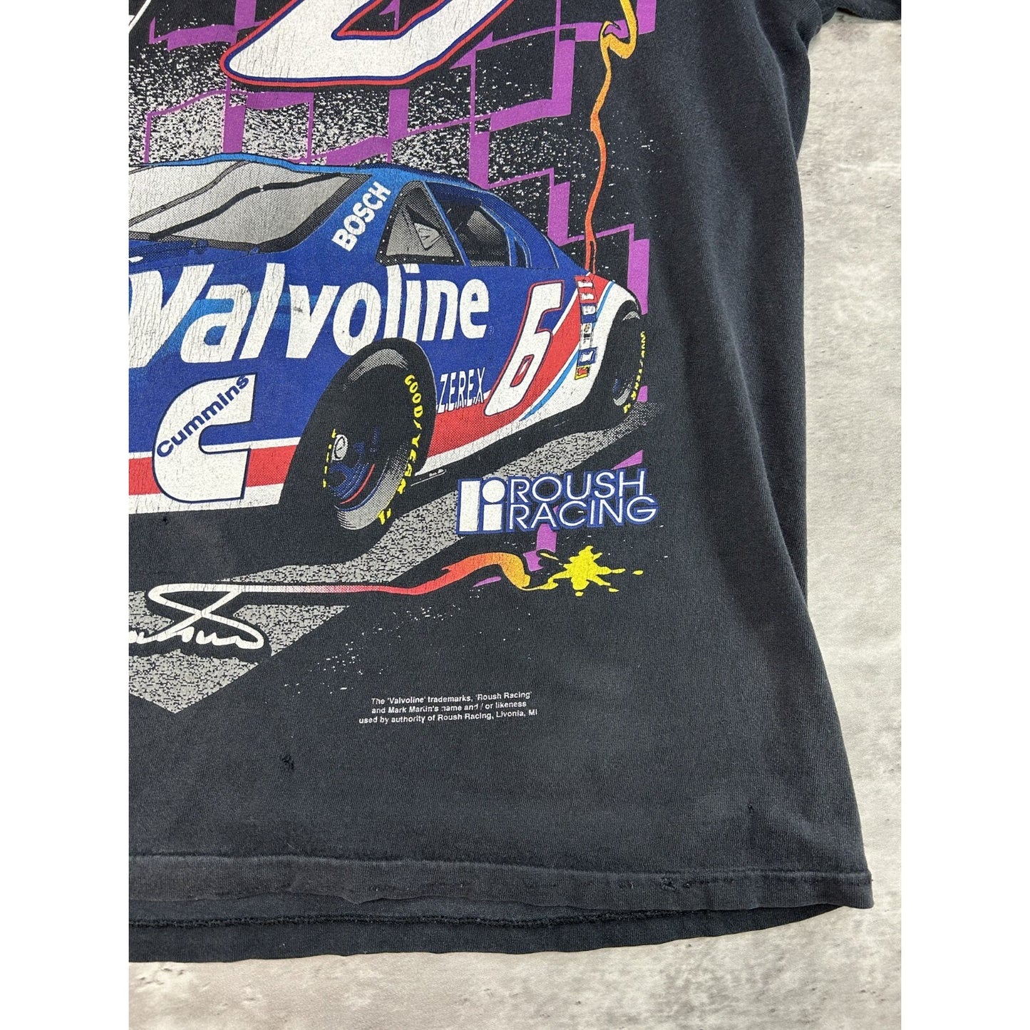Vintage 90s Mark Martin #6 Nascar Valvoline Big Graphic Race T-Shirt Size Large