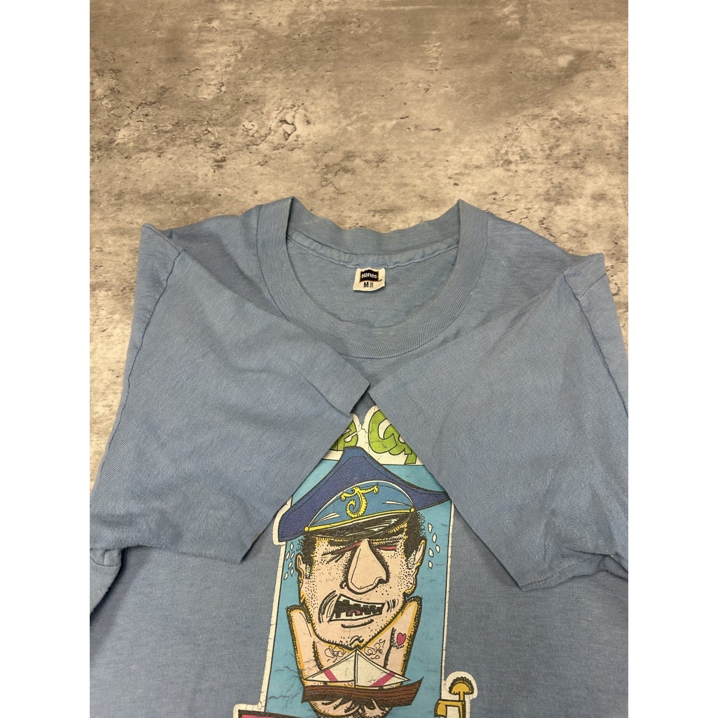 Vintage 70s Im The Captain Comedy Slogan Cartoon Graphic T-Shirt Size Medium