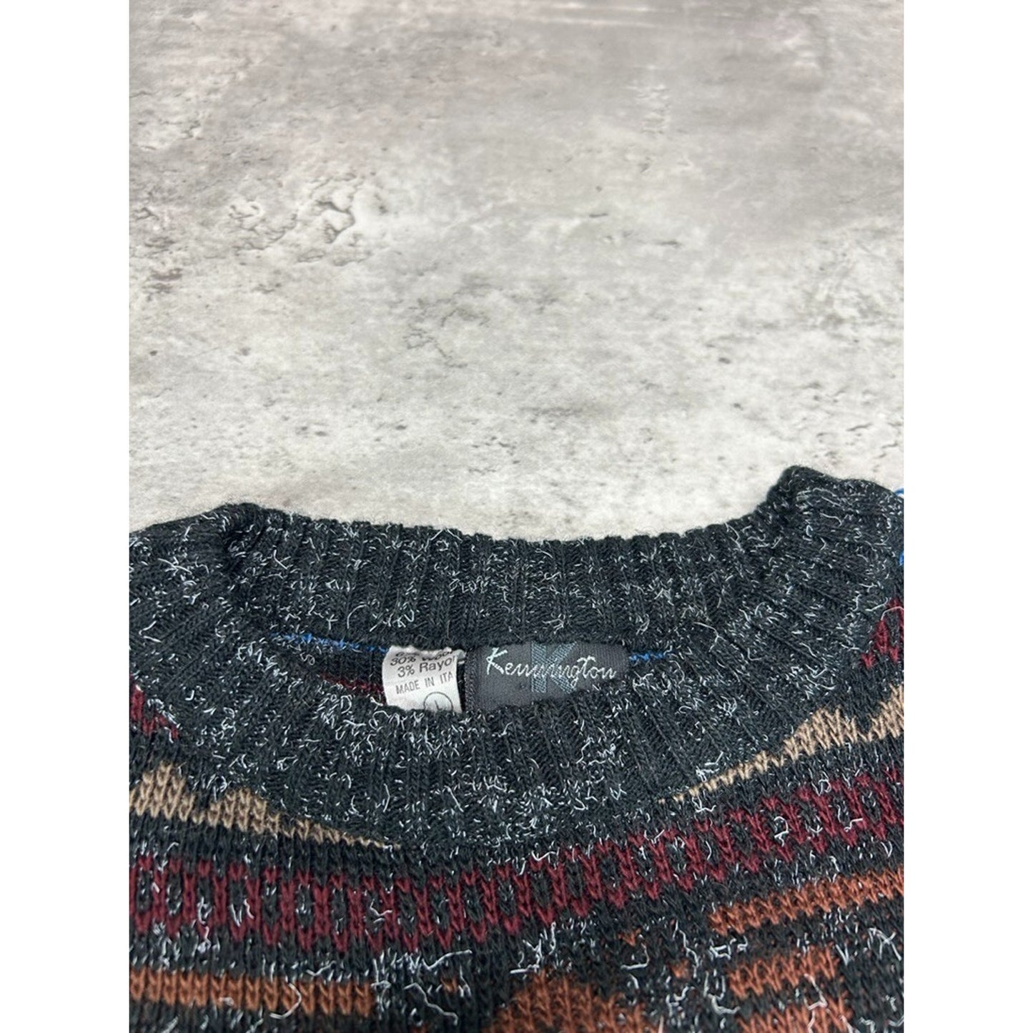 Vintage 80s/90s Kennington Abstract Striped Pullover Knit Sweater Size Large
