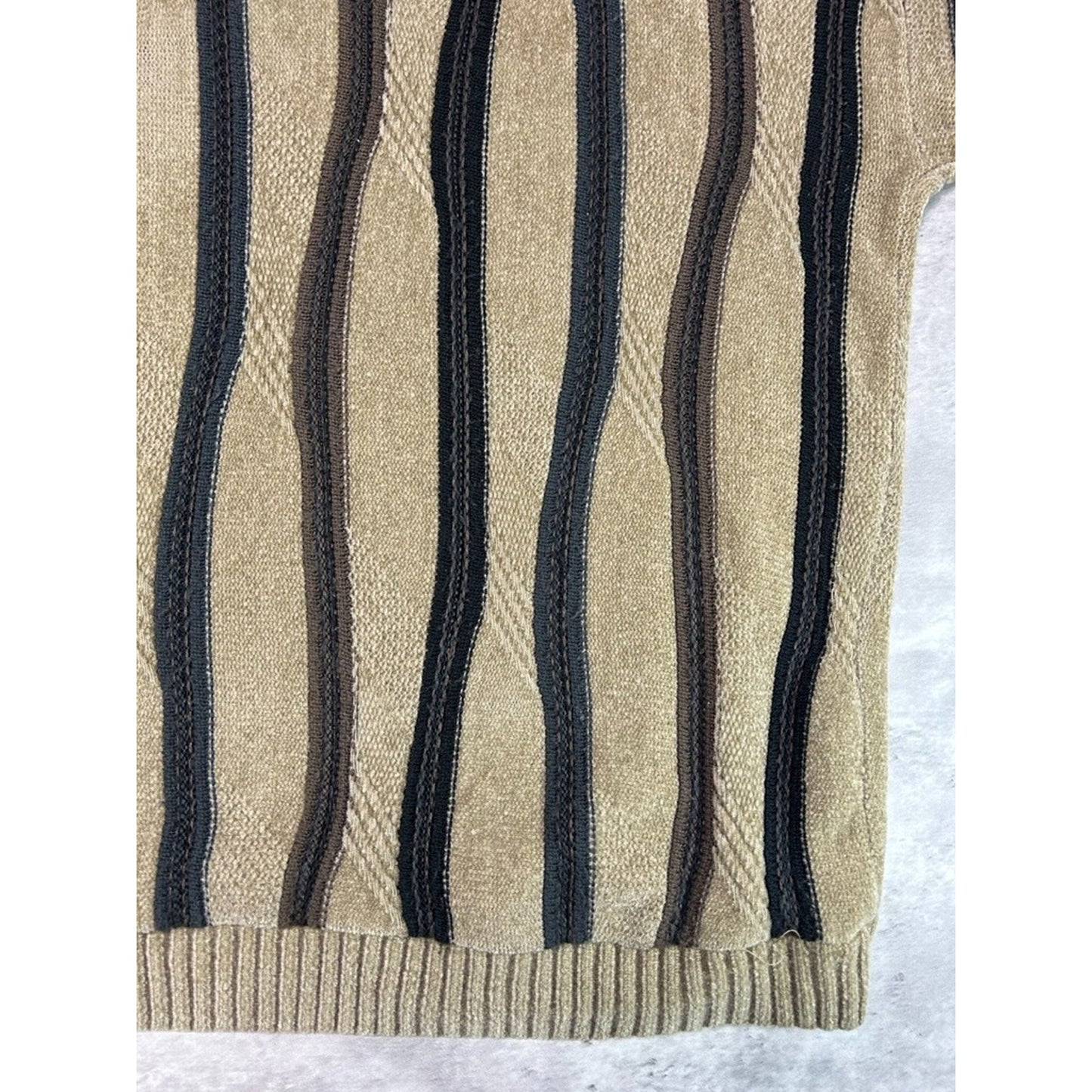 Vintage Protege Abstract Striped Earth Tones Pullover Ribbed Sweater Size Large