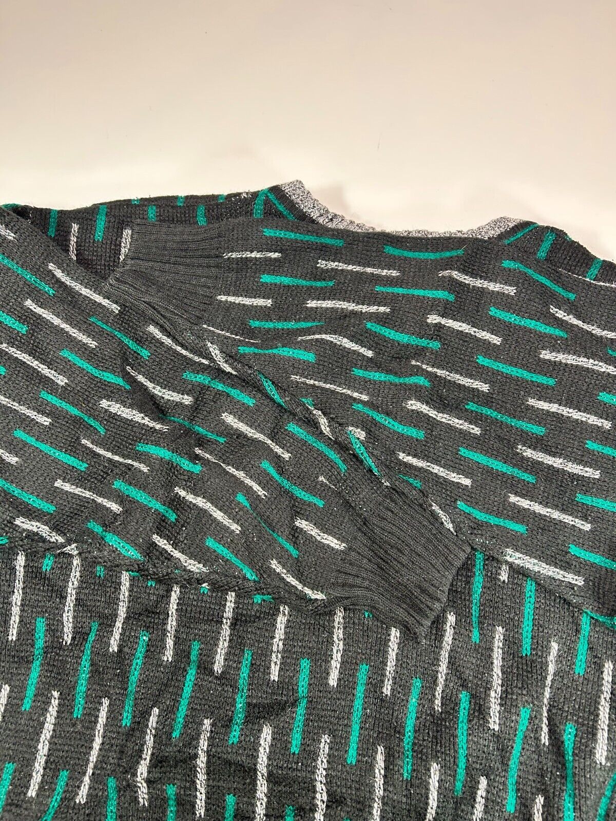 Vintage Striped Multicolor Pattern Ribbed Pullover Knit Sweater Size Large