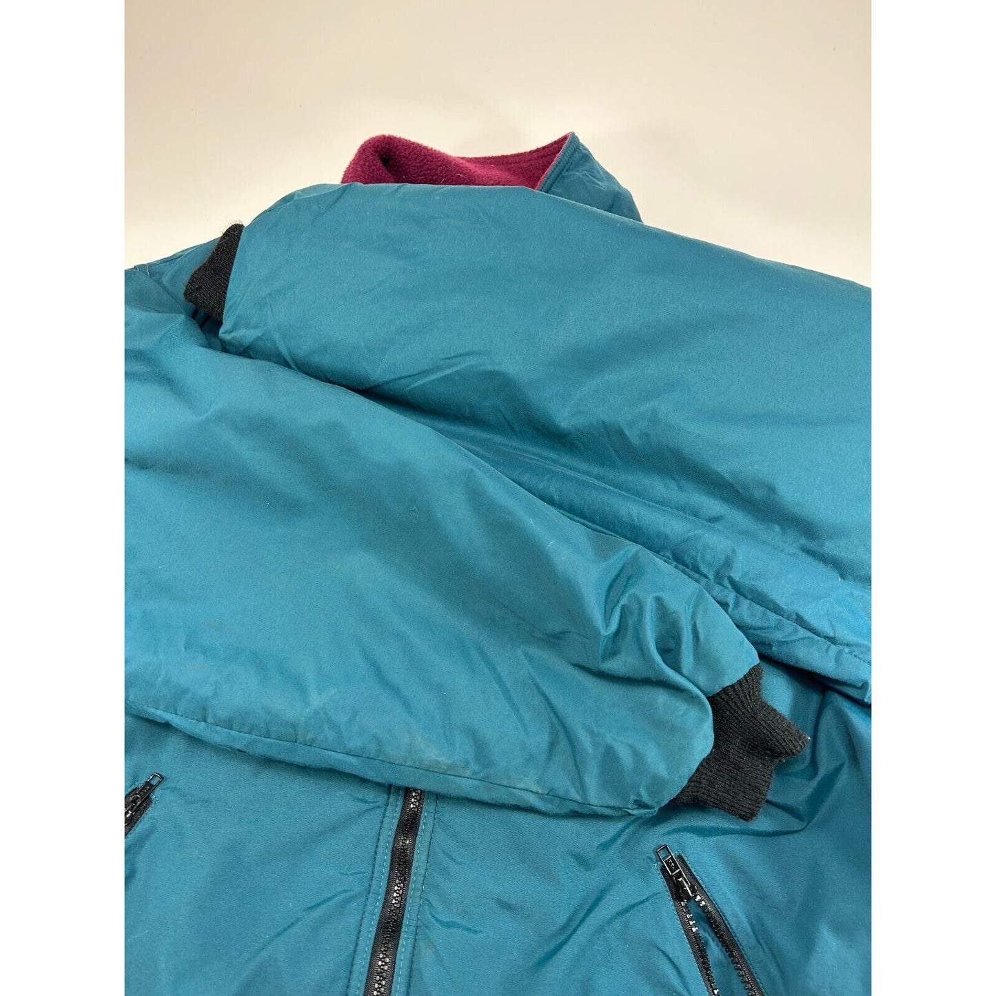 Vintage 90s L.L. Bean Fleece Lined Full Zip Warm Up Jacket Size Large Blue