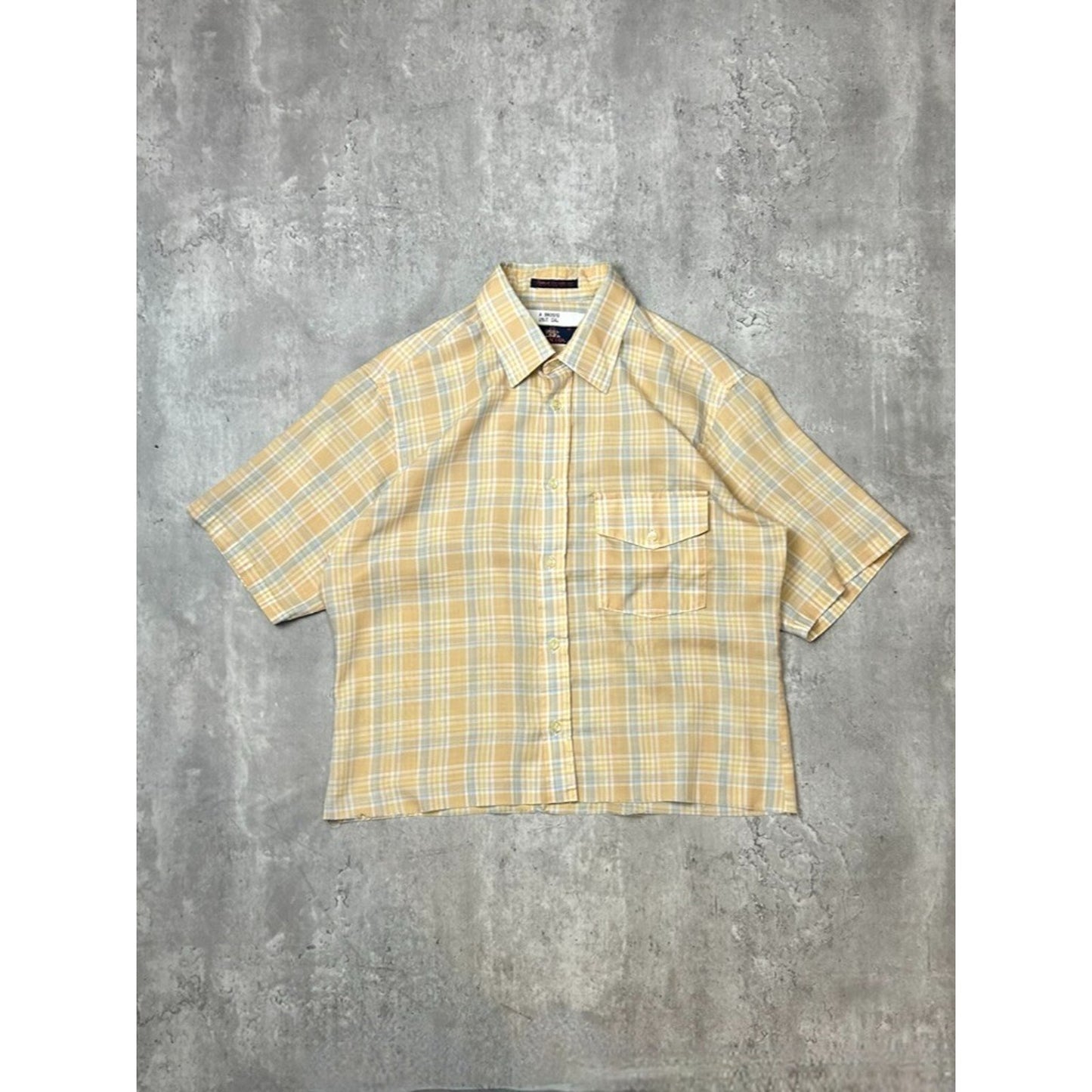 Vintage 90s Baracuta Single Pocket Plaid Reworked Cropped Button Up Shirt Sz Med