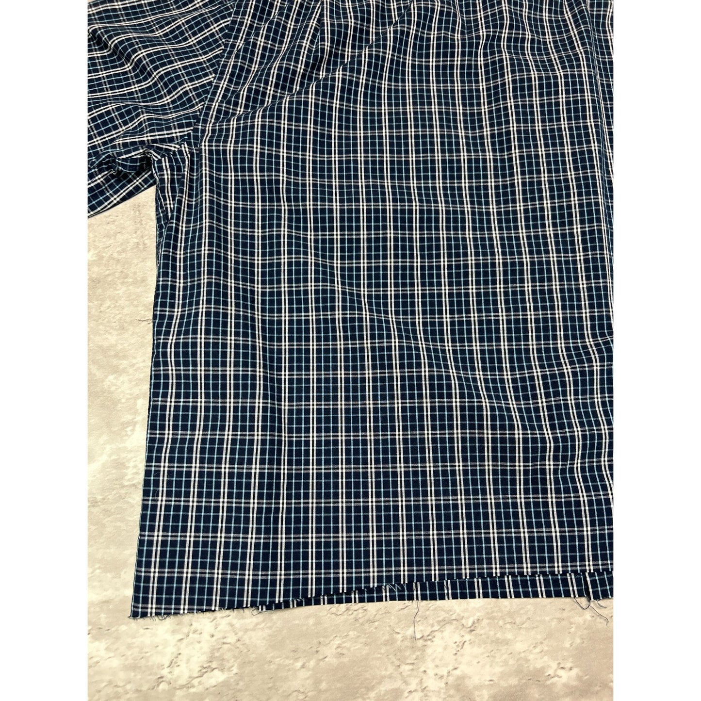 Vintage Puritan Plaid Short Sleeve Cropped Button Up Shirt Size XL Blue